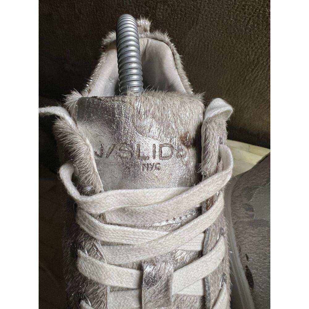 J/Slides Ludlow Metallic Calf Hair High-Top Sneakers - Picture 9 of 12